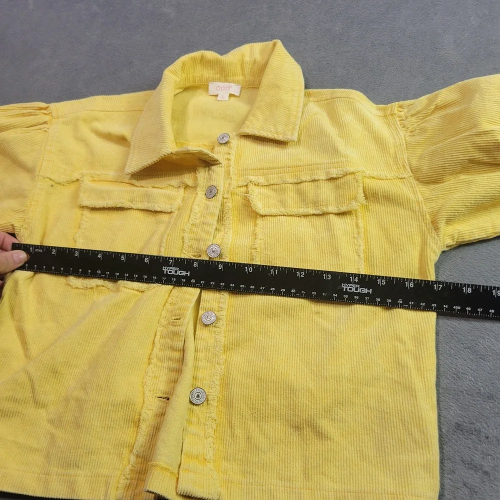 ODDY Kids Corduroy Jacket Girls‎ XL Yellow Shacket Raw Hem Puff Sleeve UJ15271K